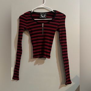 Killstar striped long sleeve crop top